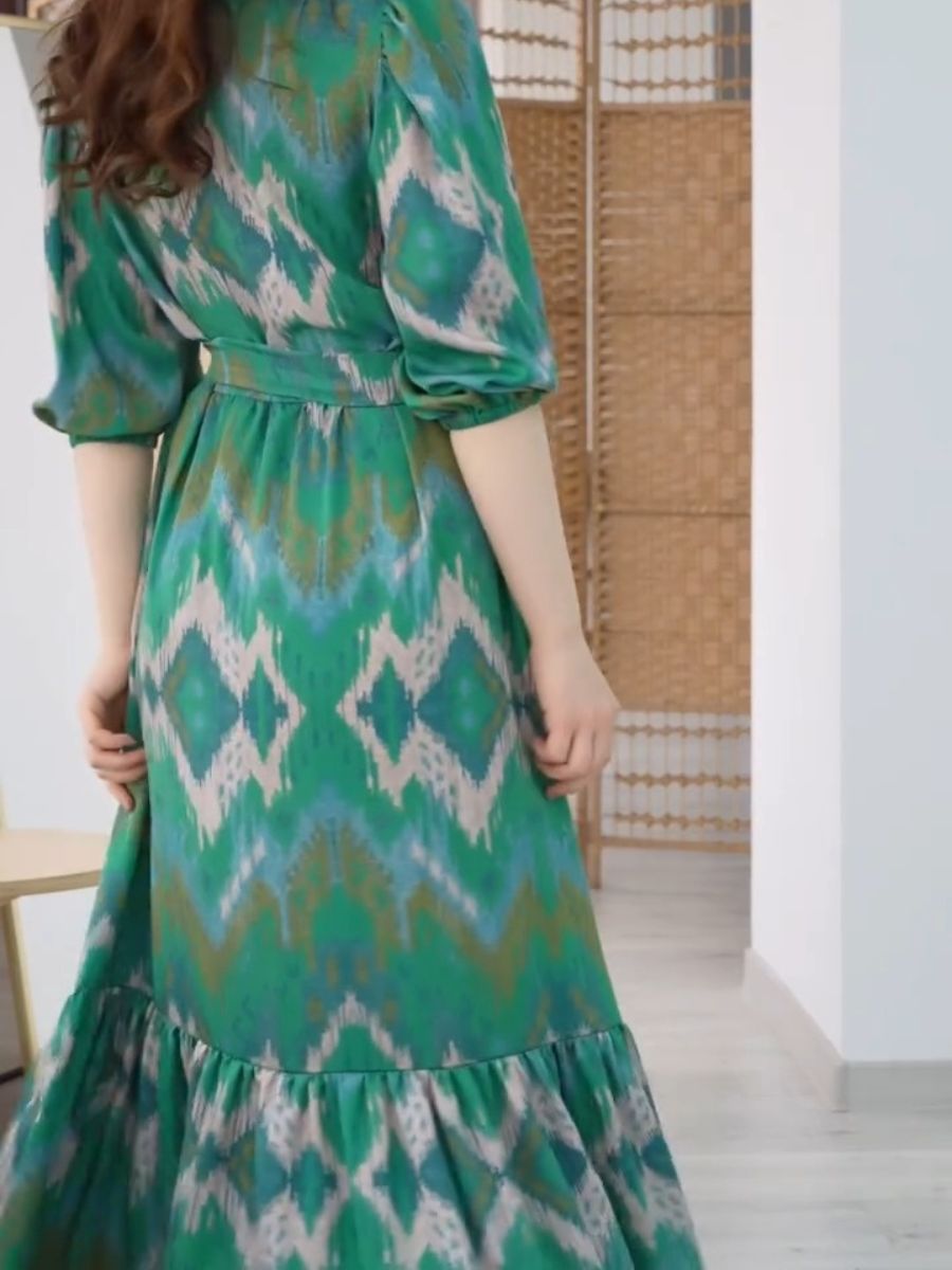 Unique Vintage Spring Print Midi Dress