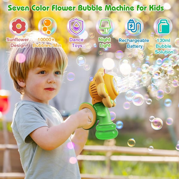 🎁Children's Day Pre-sale-50% OFF🔥Seven Color Flower Bubble Machine for Kids
