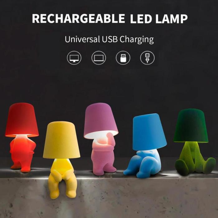 Creative Design Table Lamp, USB Rechargeable LED Night Light, 3-Way Dimmable Modern Night Light