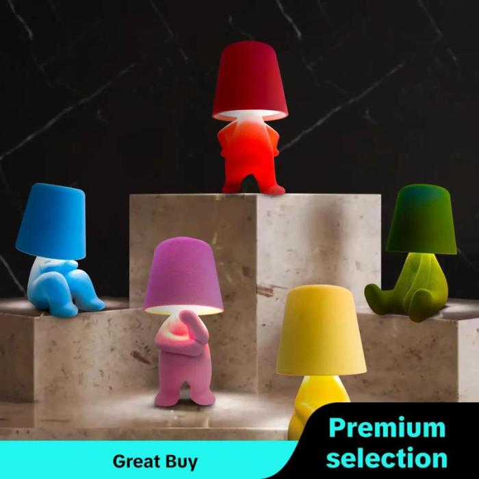 Creative Design Table Lamp, USB Rechargeable LED Night Light, 3-Way Dimmable Modern Night Light