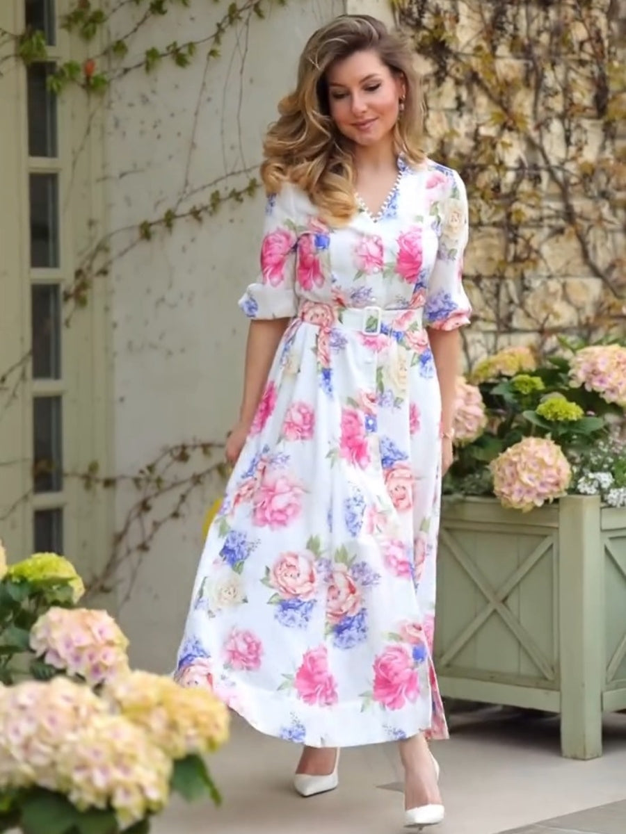 Floral Cotton Embroidery Skater Dress