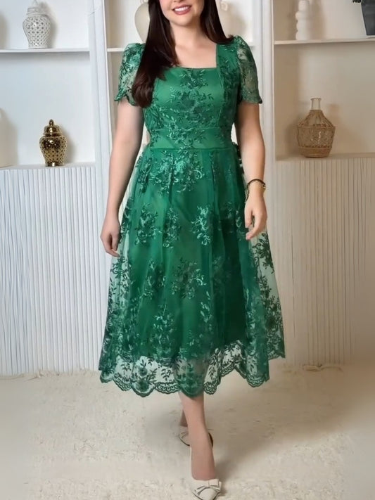 Elegant Embroidered Tulle Dress