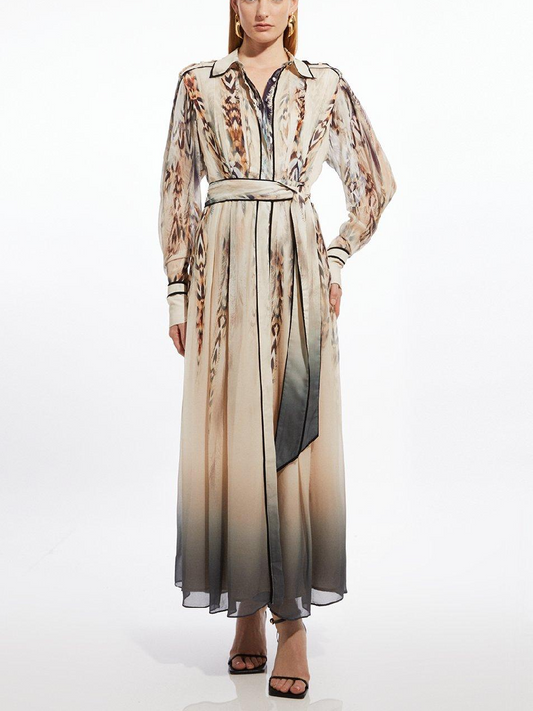 Viscose Floral Border Shirt Maxi Dress