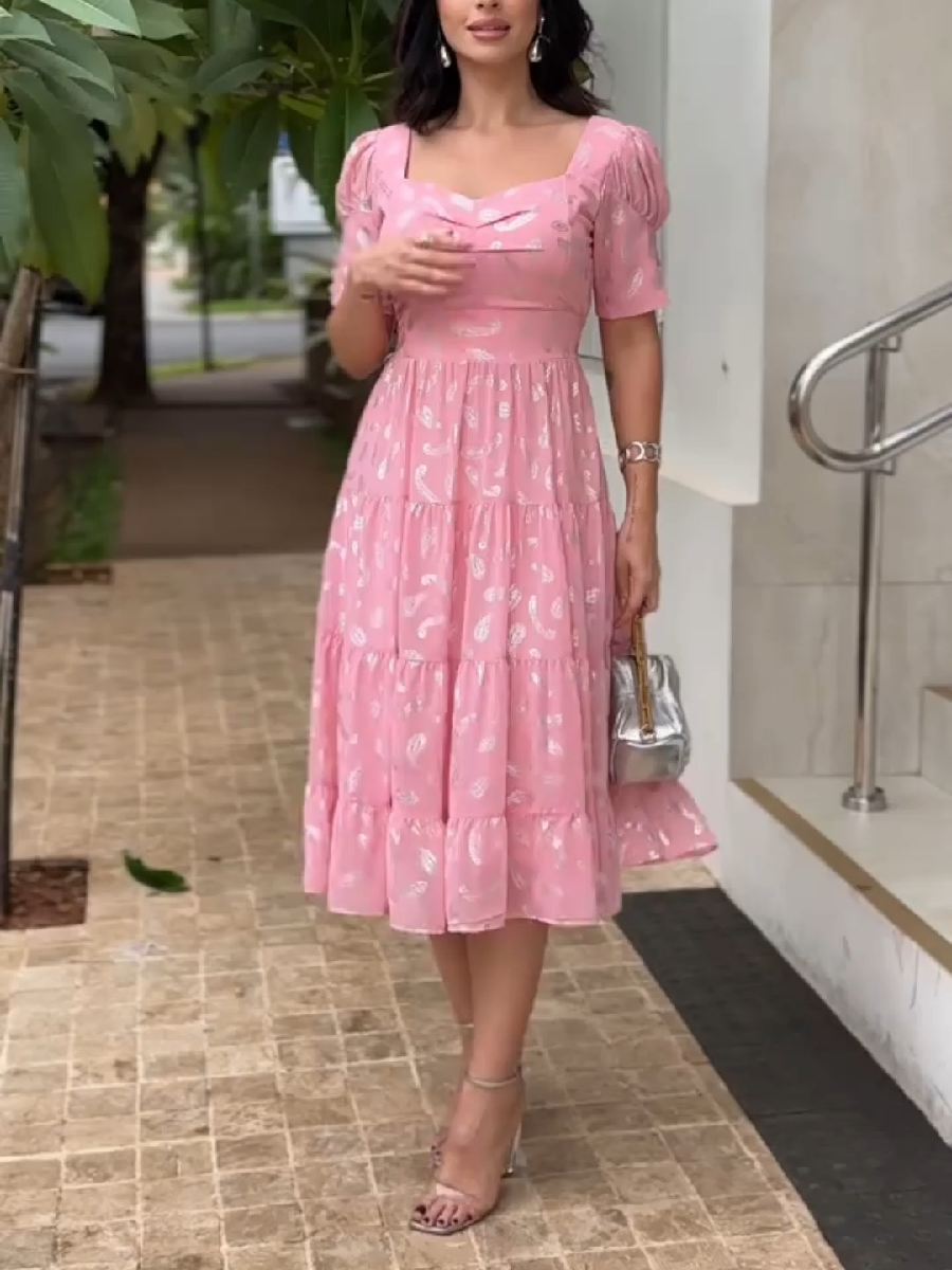 (⏰New Arrivals Promotion $25 OFF) Pink Chiffon Midi Dress