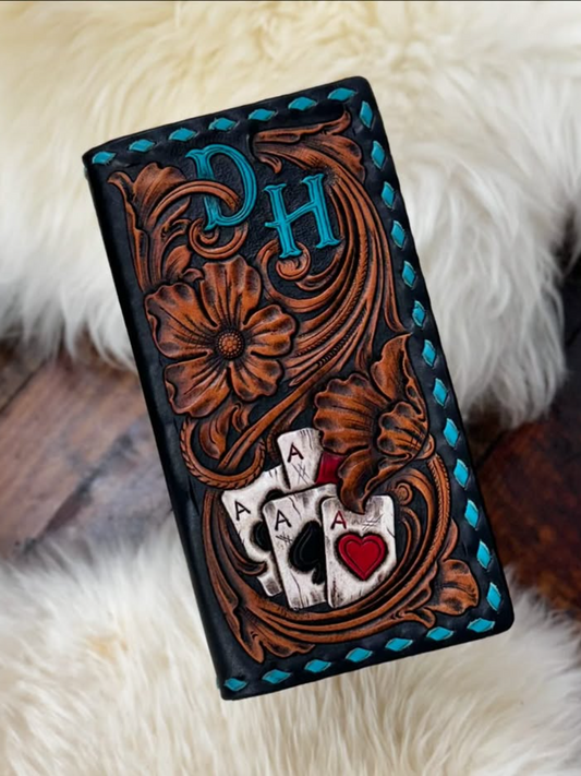 Full Floral Tooled Long Wallet