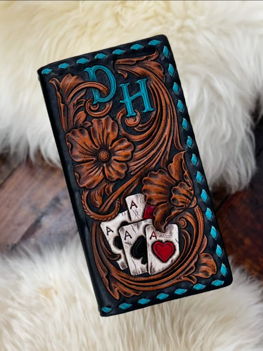 Full Floral Tooled Long Wallet