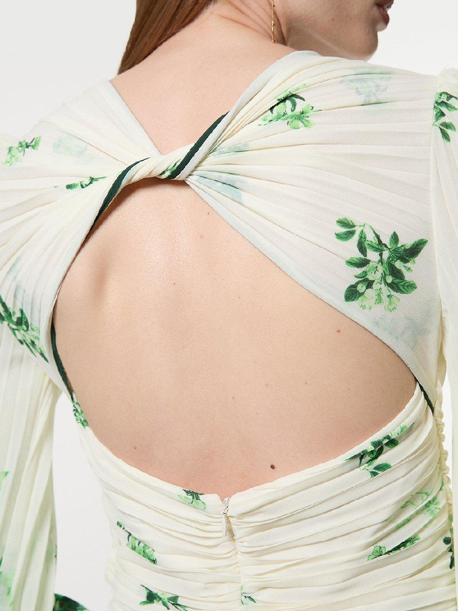 Ombre Floral Soft Pleated Cut Out Woven Maxi Dress