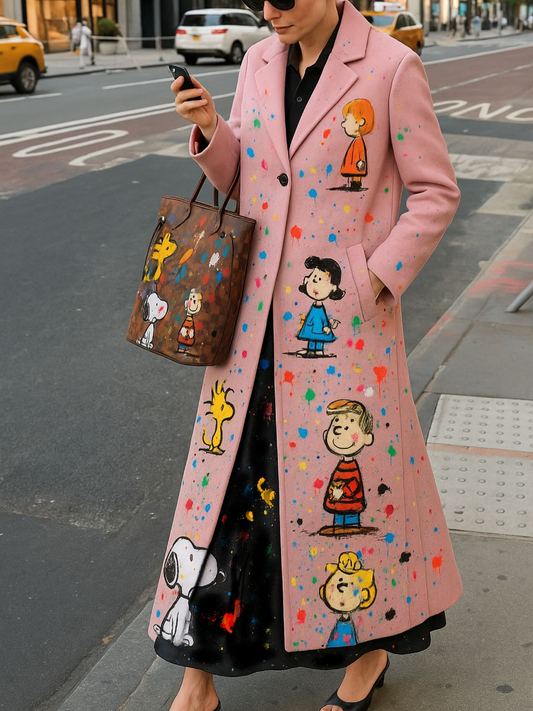 Hand-Painted Style Snoopy Overcoat