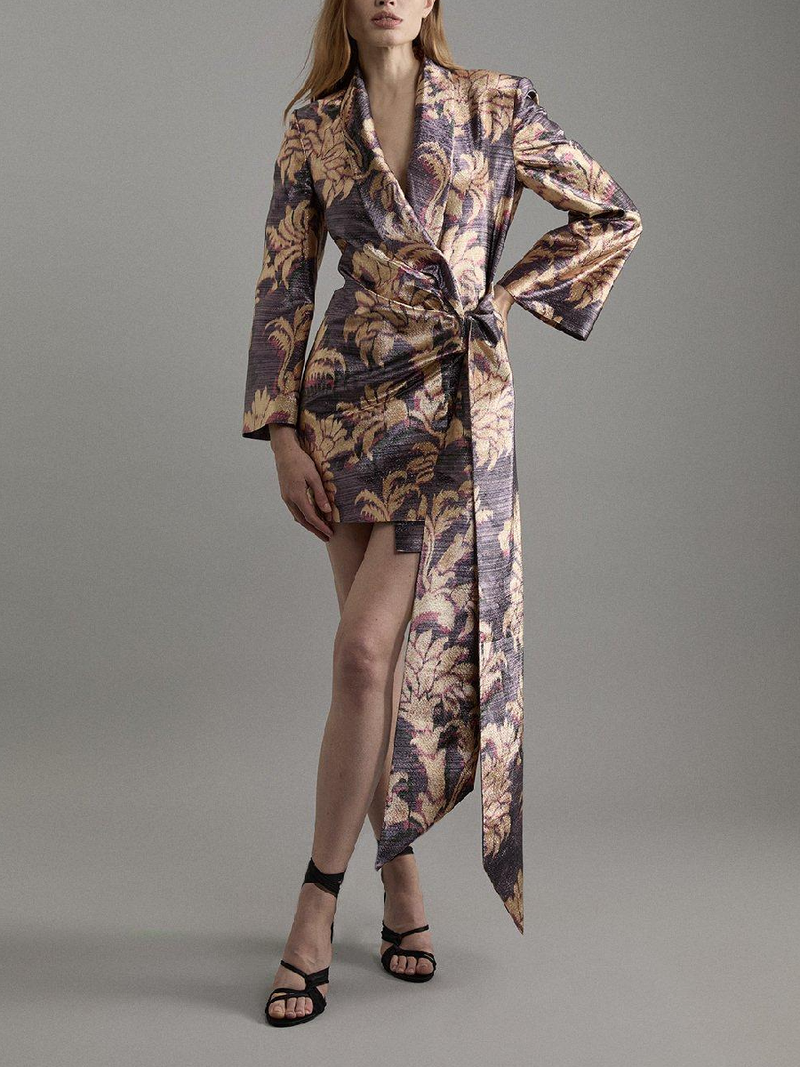 Metallic Floral Mini Dress