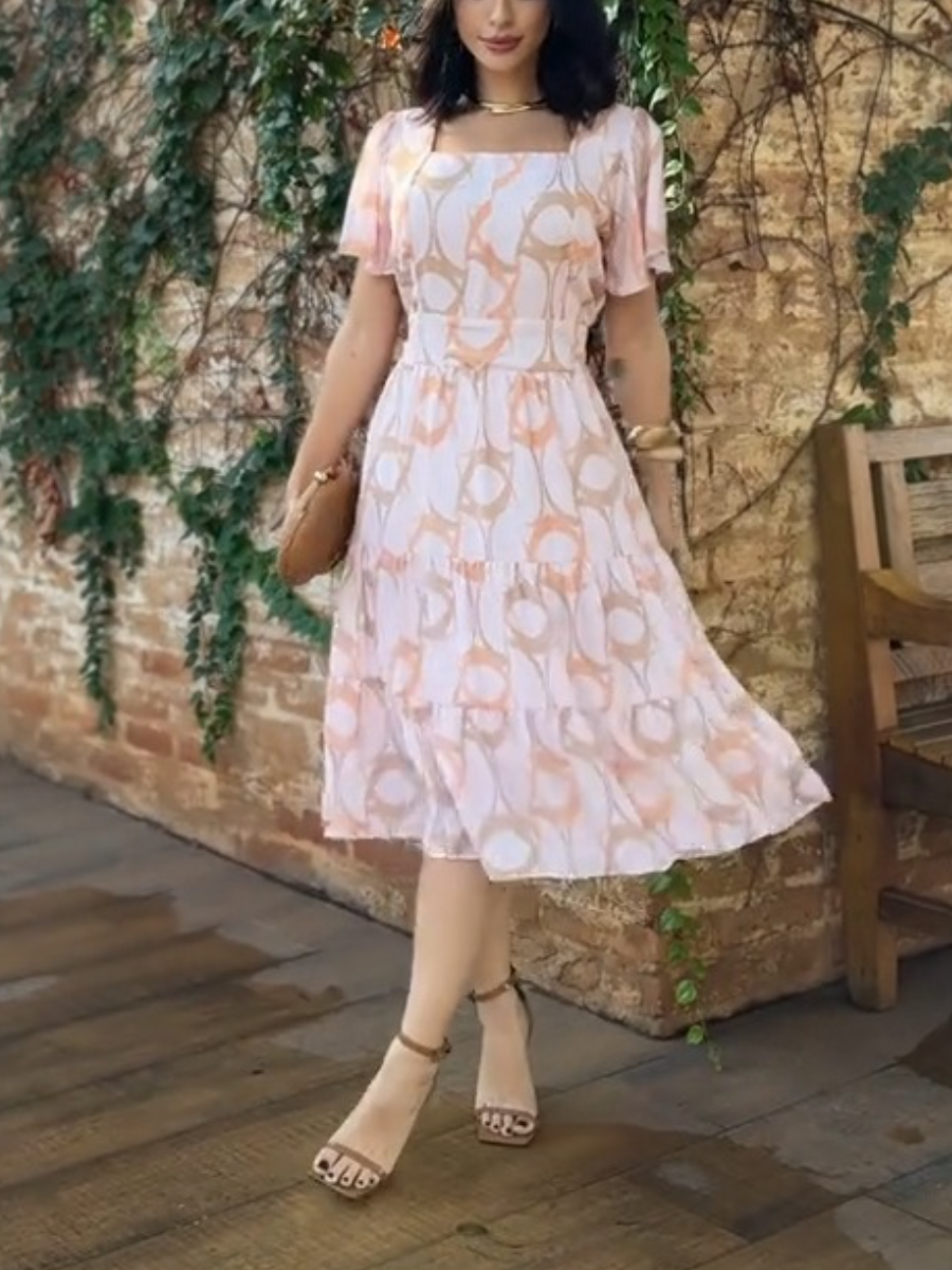 (⏰New Arrivals Promotion $15 OFF) Stylish Printed Short Sleeve Dress