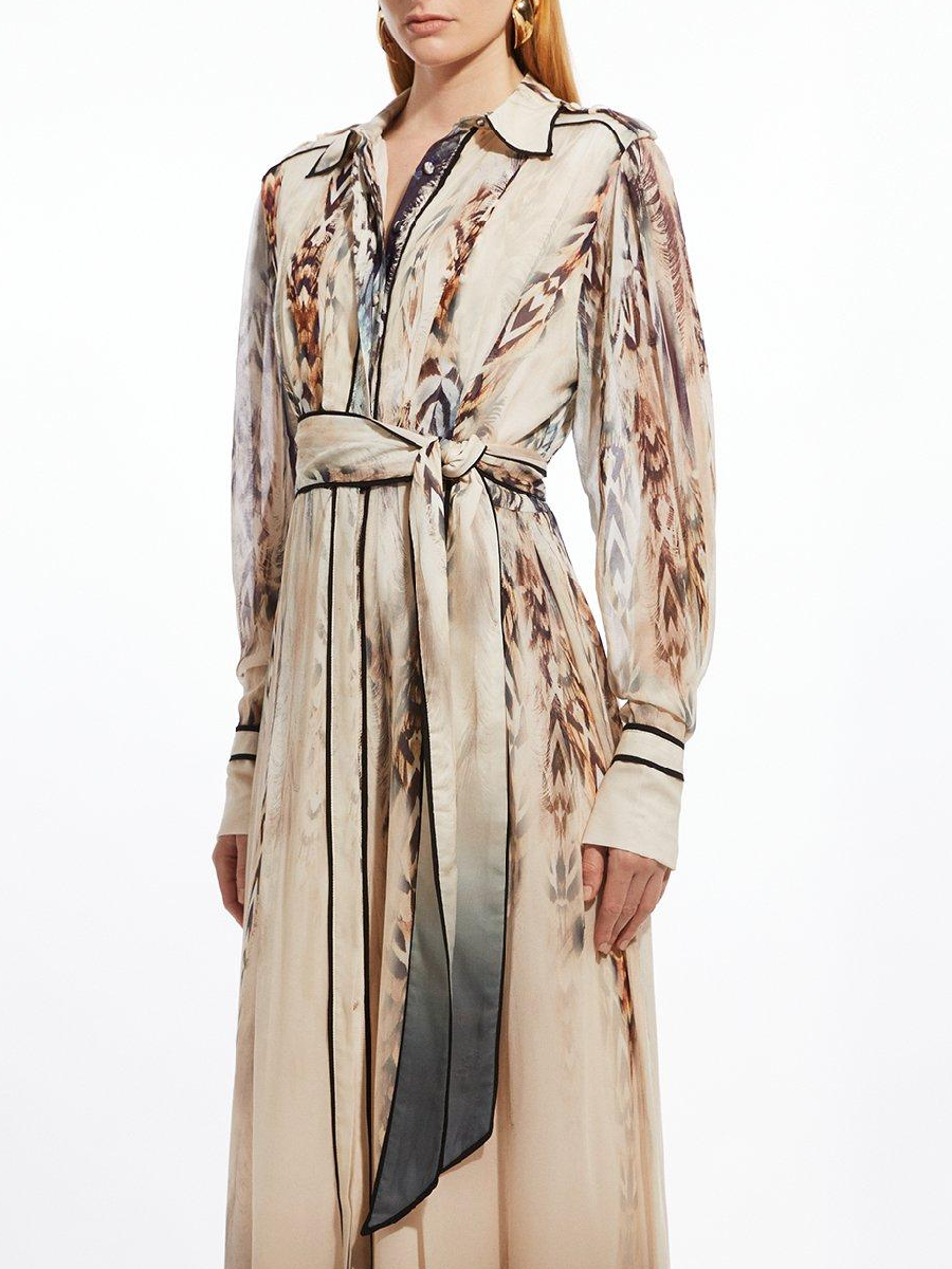 Viscose Floral Border Shirt Maxi Dress