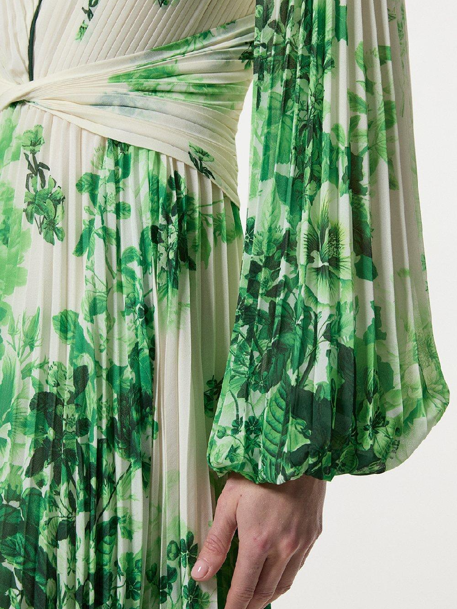 Ombre Floral Soft Pleated Cut Out Woven Maxi Dress