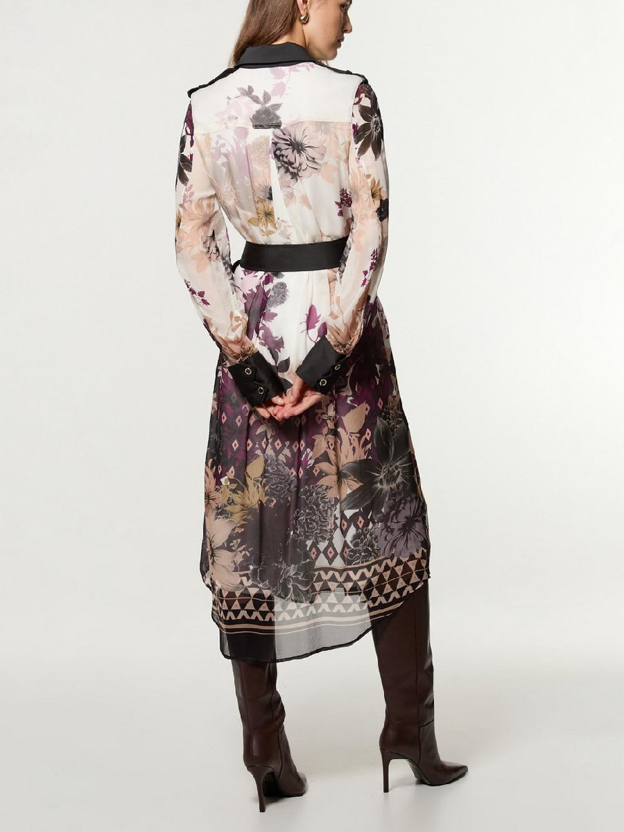 Viscose Georgette Border Print Woven Midi Shirt Dress