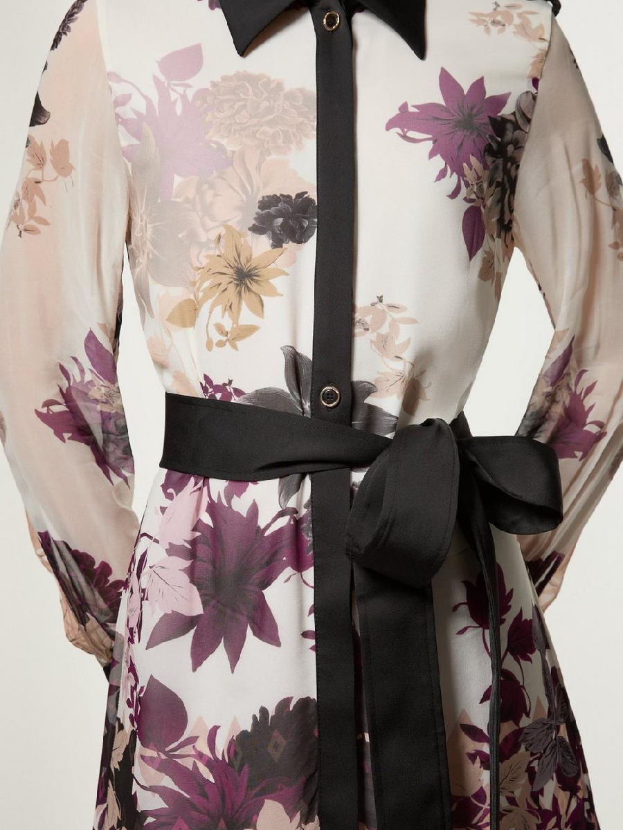 Viscose Georgette Border Print Woven Midi Shirt Dress