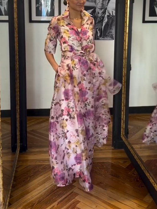 Floral Maxi Chiffon Dress