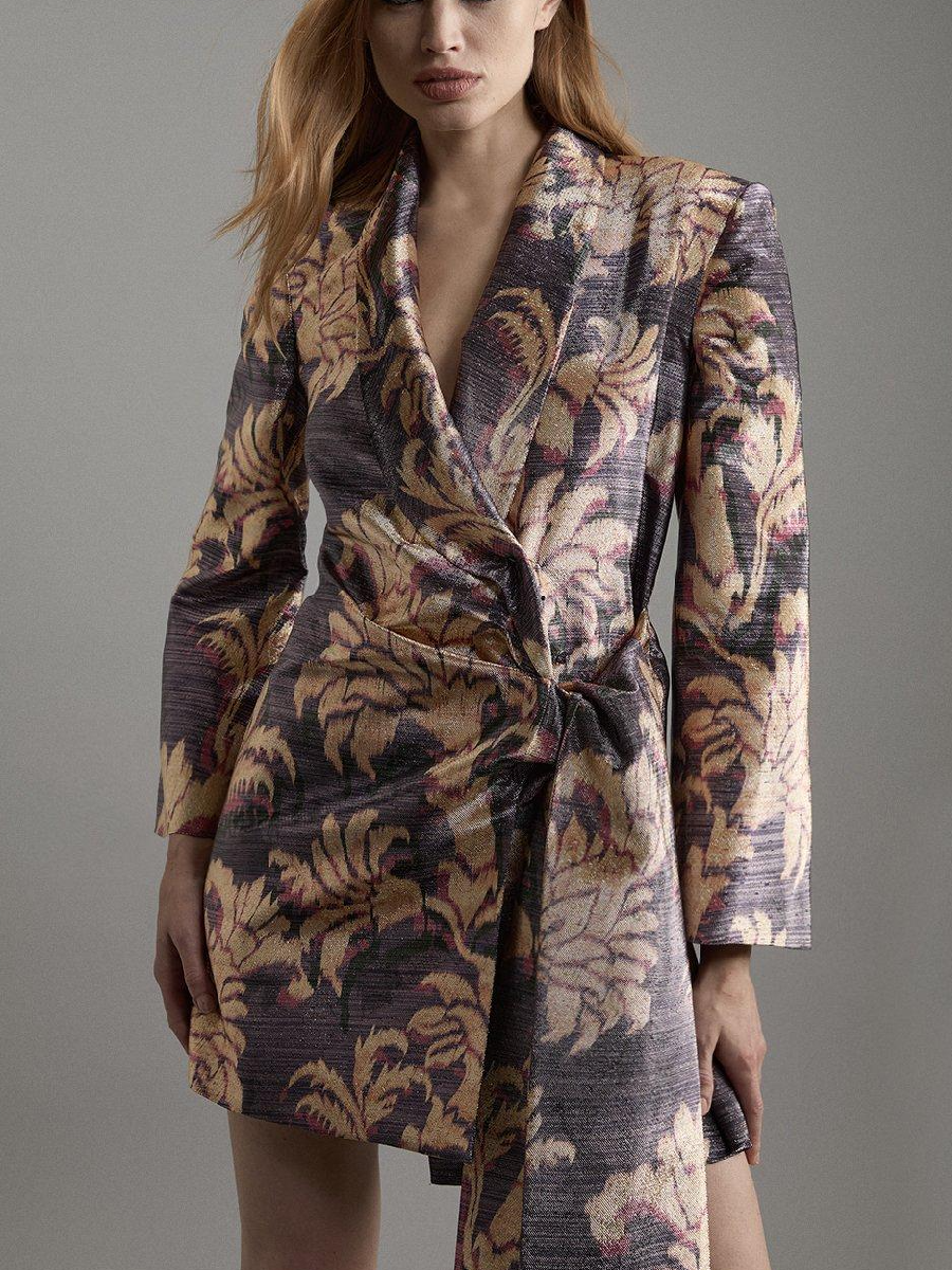 Metallic Floral Mini Dress