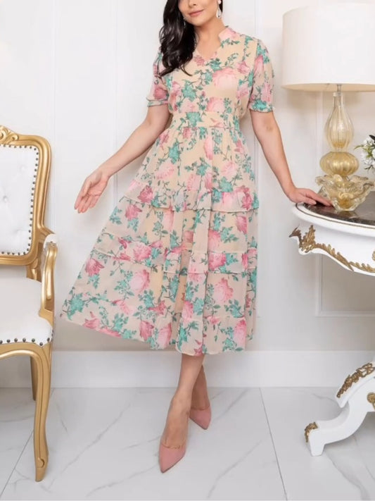 Chiffon Floral Midi Dress
