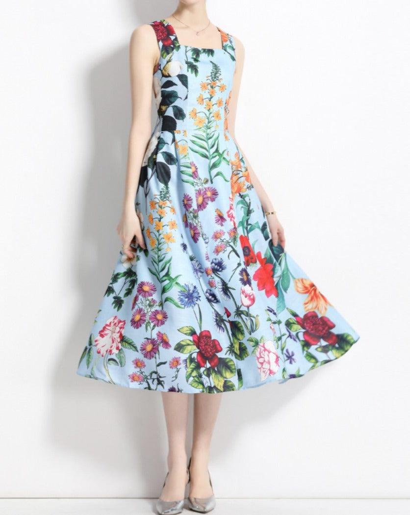 Floral Beaded Gown Dress