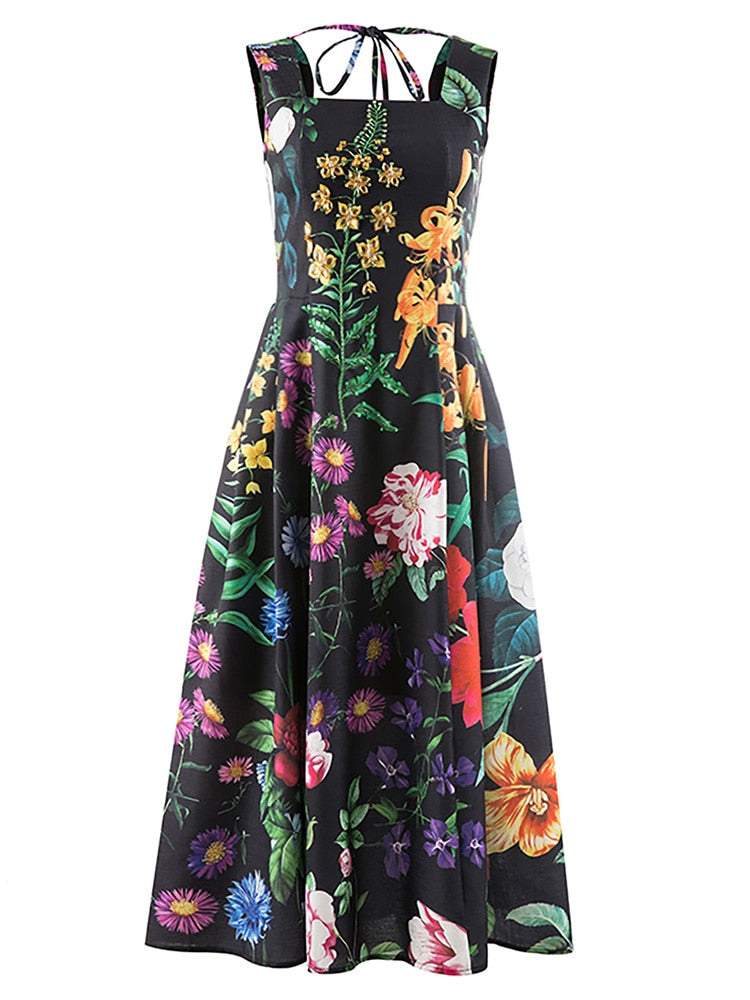 Floral Beaded Gown Dress