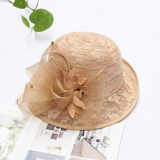 Temperament flower lace bowler hat