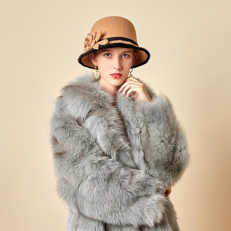 New woolen beaded flower hat