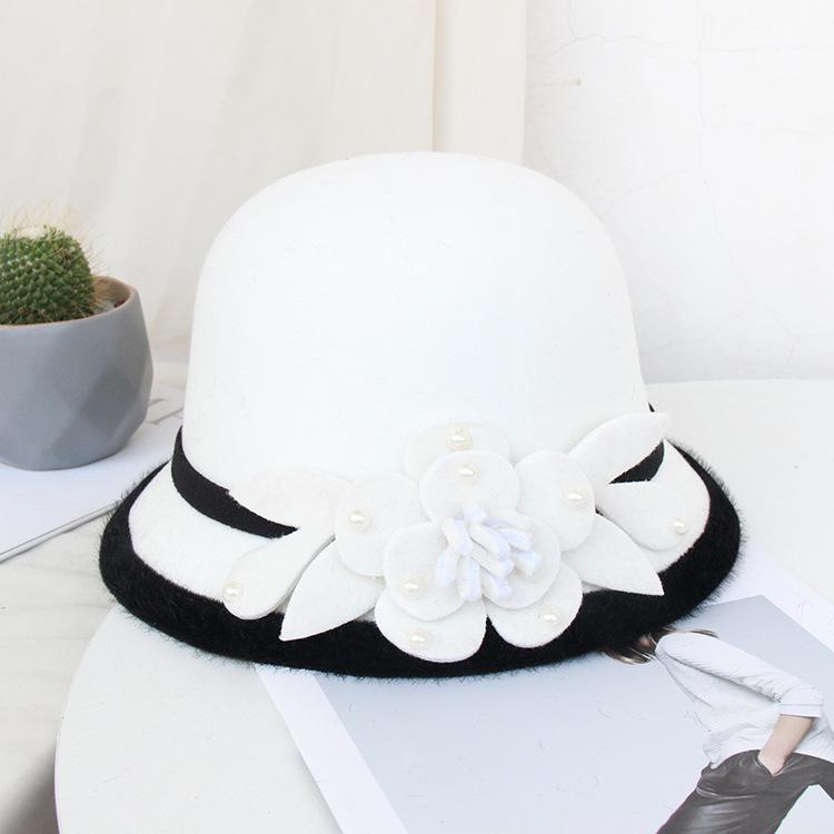 New woolen beaded flower hat