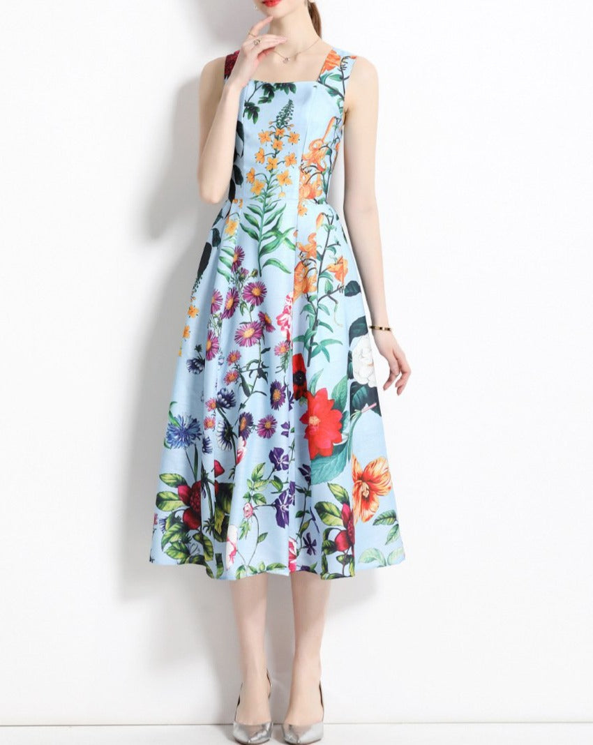 Blue Vintage print dress