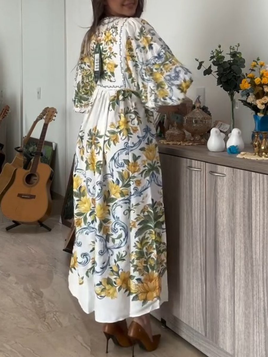 Women's Long Sleeve Autumn Floral Dress