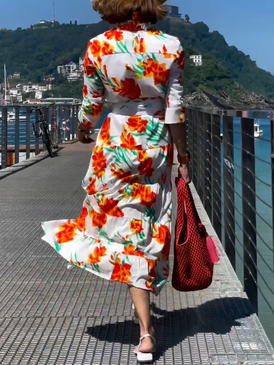 Long Sleeve Floral Shirt Dress
