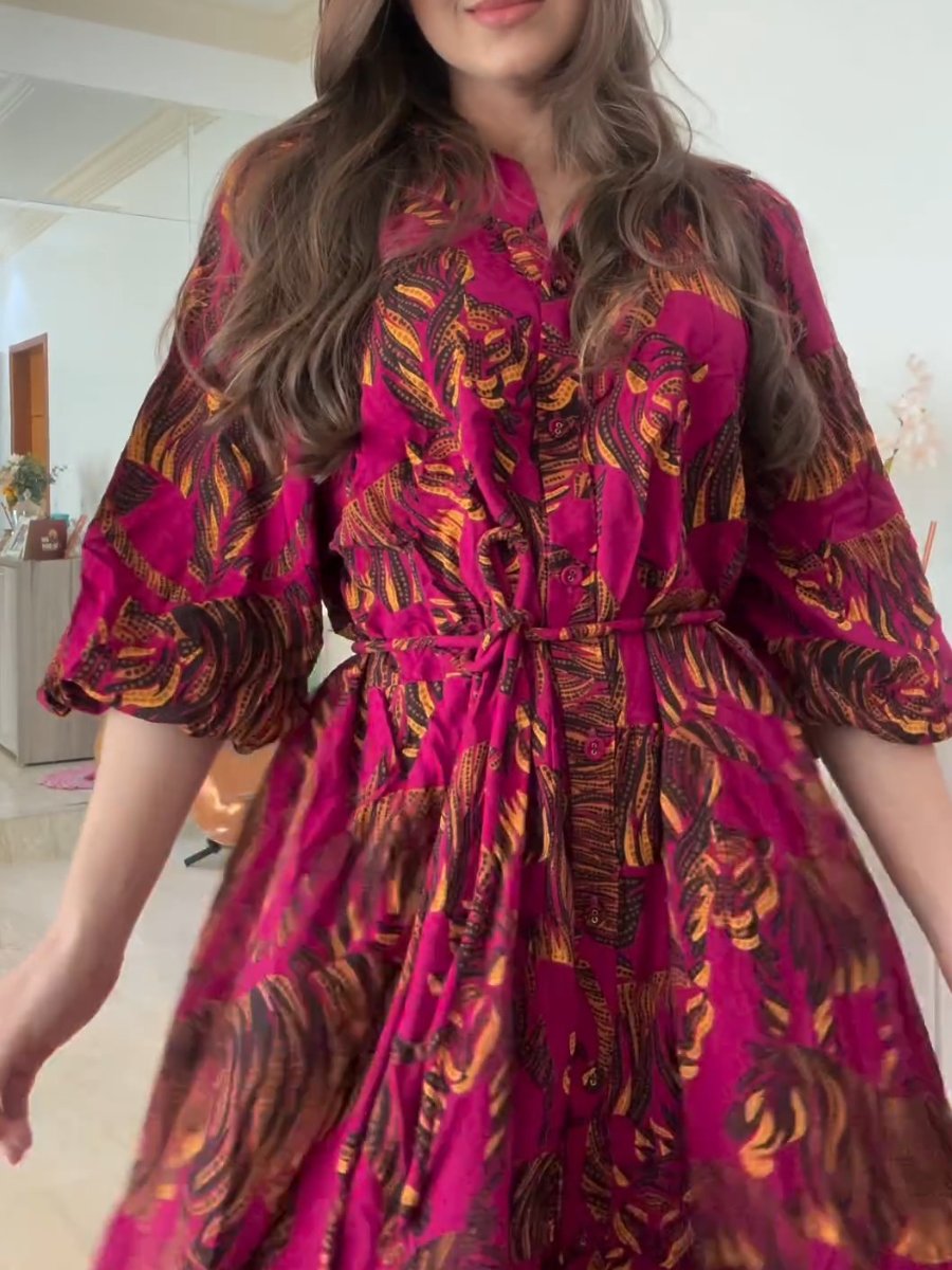 Long Sleeve Elegant Printed Maxi Dress